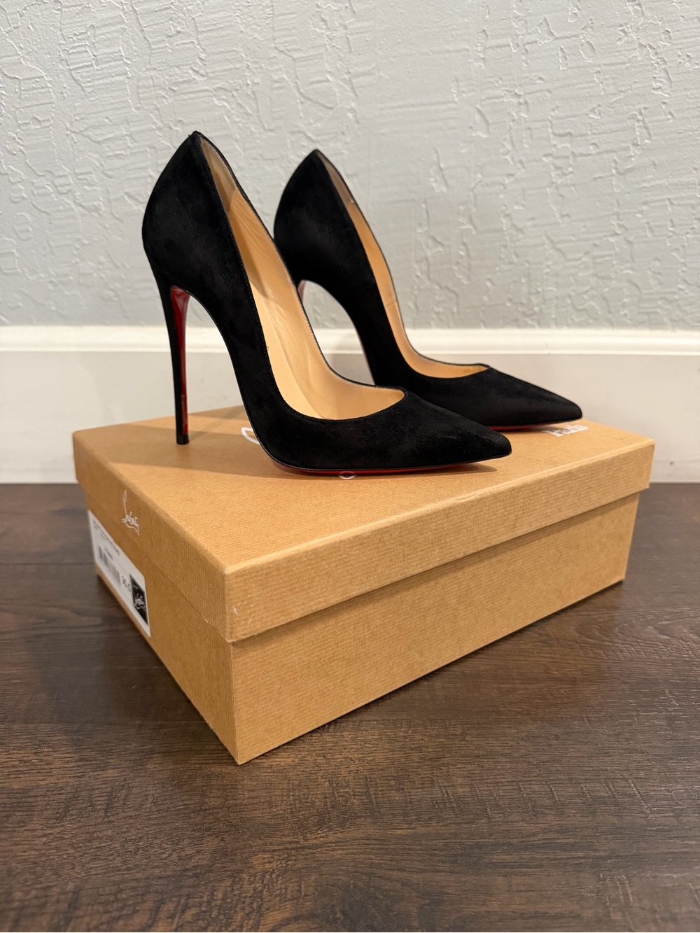 Christian Louboutin So Kate 120 Black Suede Pointed Toe Pumps